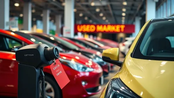 Carro elétrico BYD Dolphin Mini em concessionária brasileira com placa de preço visível ao fundo