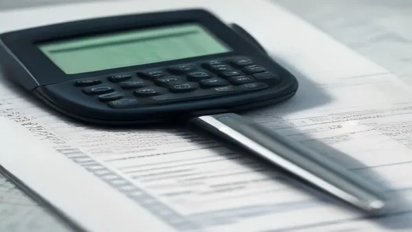 Calculadora, formulário de declaração de imposto e chaves de carro sobre uma mesa de escritório
