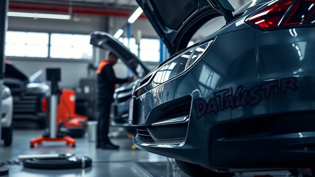 Mecânico inspecionando veículo elétrico em oficina autorizada com equipamentos especializados