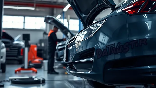 Mecânico inspecionando veículo elétrico em oficina autorizada com equipamentos especializados