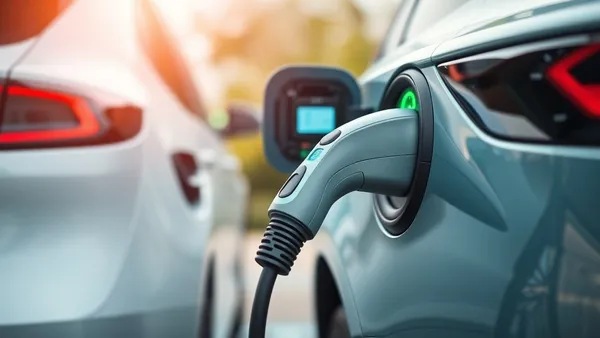 Painel de carro elétrico exibindo consumo em kWh por 100 km durante recarga noturna