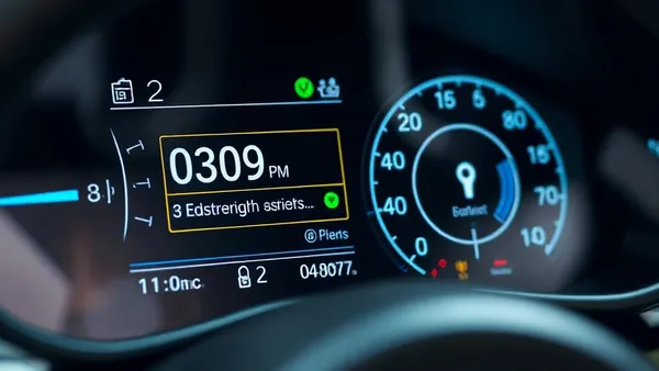 Tela de diagnóstico OBD2 conectada a carro elétrico mostrando gráfico de saúde da bateria em percentual