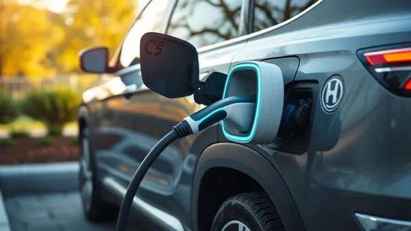 SUV híbrido com sistema elétrico e motor flex mostrando painel de energia e combustível