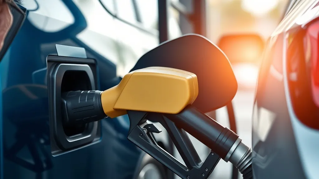 Bomba de combustível abastecendo carro híbrido flex com opção de etanol e gasolina