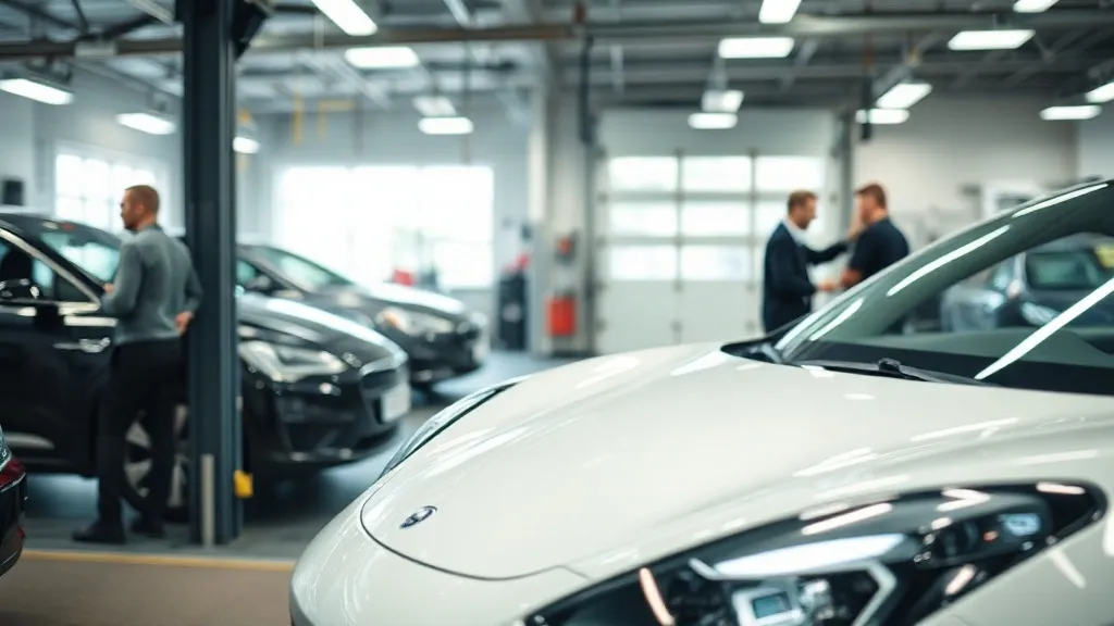 Técnico inspecionando bateria de carro elétrico em oficina autorizada no Brasil