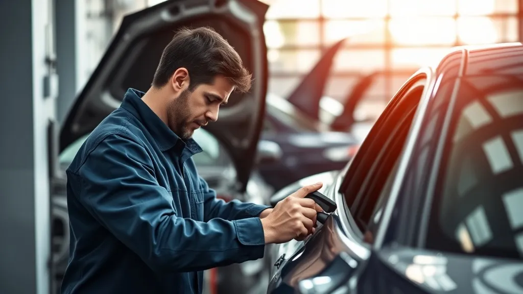 Técnico automotivo inspecionando bateria de carro elétrico em oficina autorizada no Brasil