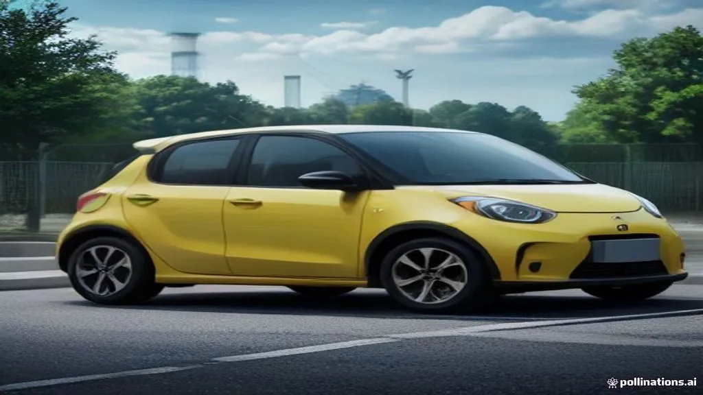 Fileira de carros elétricos compactos estacionados em concessionária, prontos para entrega