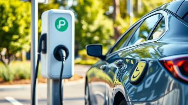 Placa de vaga reservada para recarga de carro elétrico em estacionamento