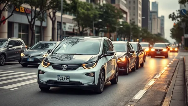 Carro elétrico circulando em avenida de São Paulo durante horário de pico do rodízio