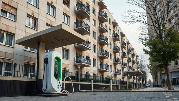 Estação de recarga individual instalada em garagem de condomínio urbano