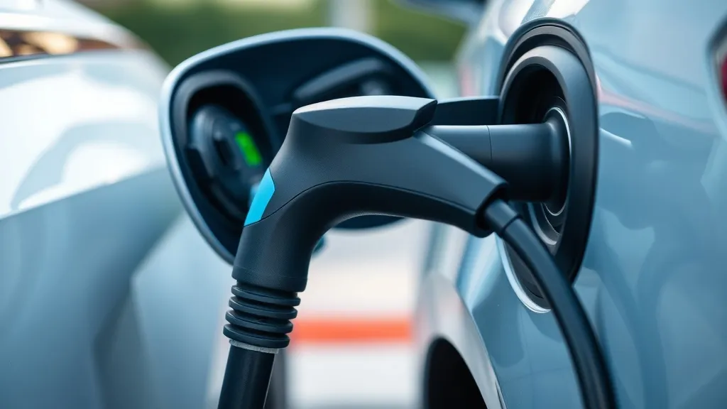 Cabo de recarga CCS2 conectado à porta de carregamento de carro elétrico em eletroposto