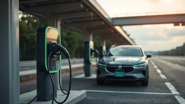 Estação de recarga rápida DC para carro elétrico em rodovia brasileira