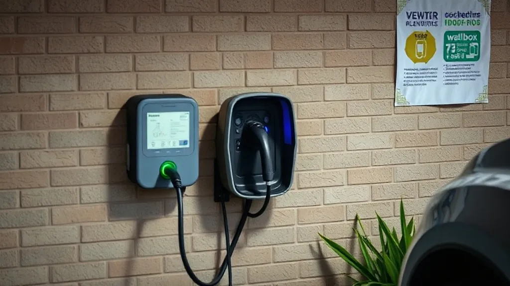 Carregador wallbox instalado na parede de uma garagem residencial